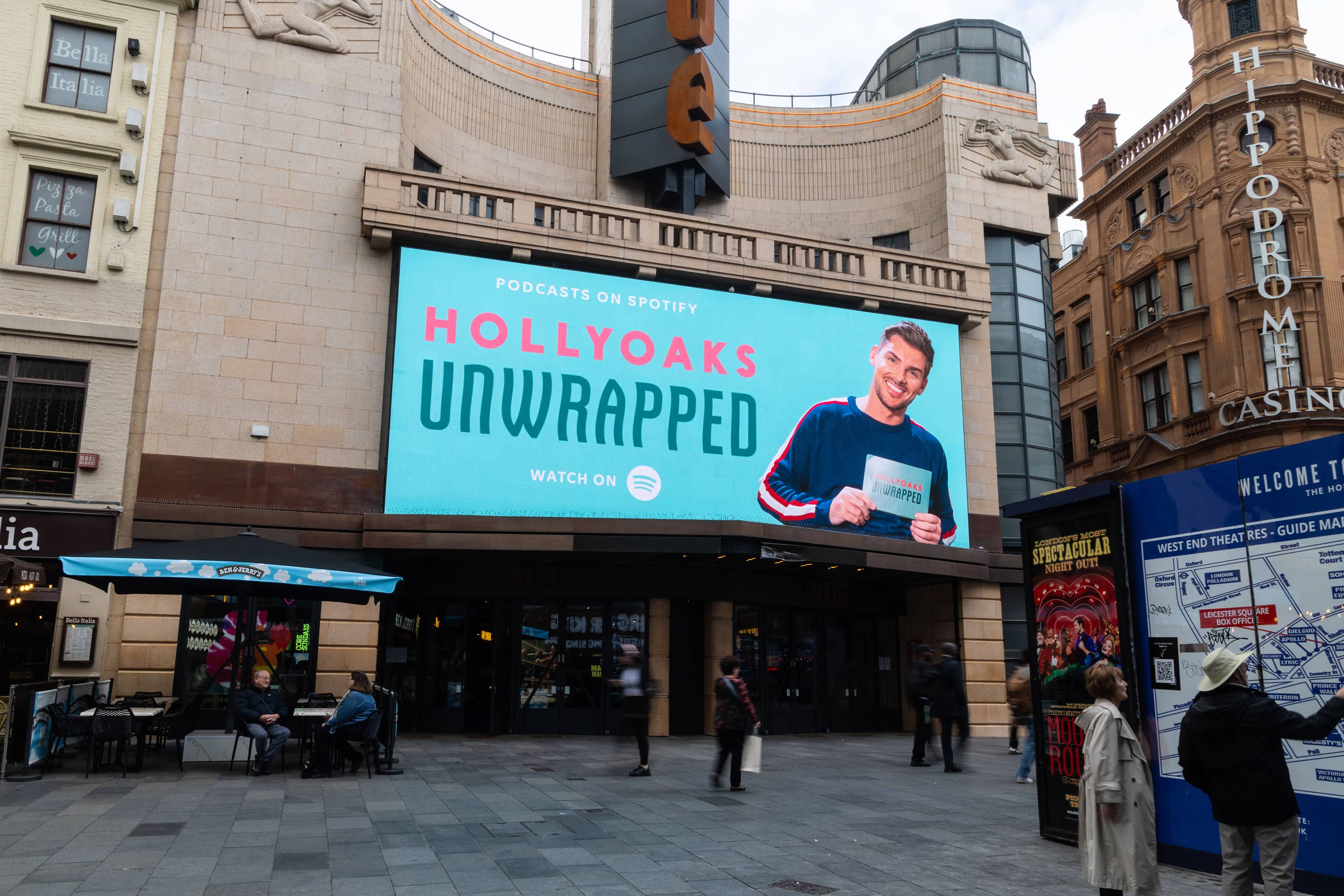 Digital Commissions & Partnerships - Hollyoaks Unwapped billboard in Leicester Square, London.
